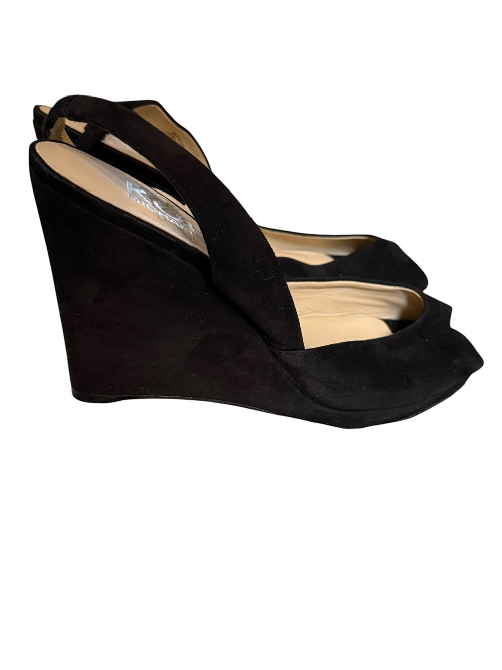 Michael Kors Black Wedge Slingback Heels 8.5 - Picture 2 of 7